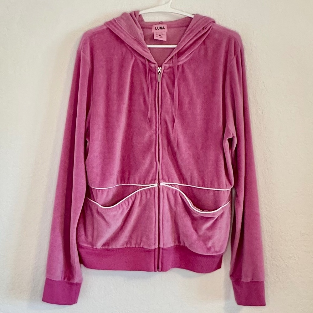 Luna Velour Full-Zip Hoodie, Size XL